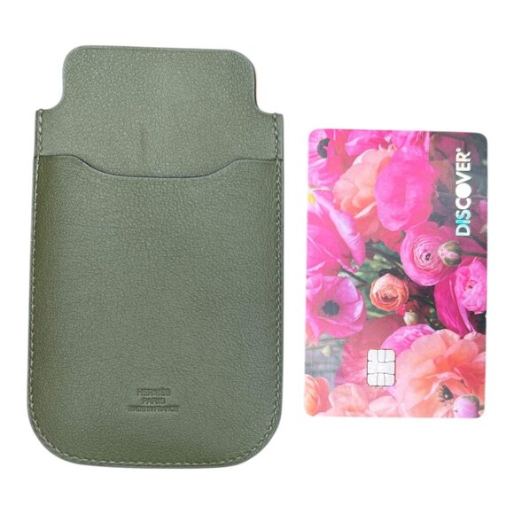 Hermes Swift Chevre Calfskin Olive Green Credit Card Drivers License Wallet - Picture 2 of 12